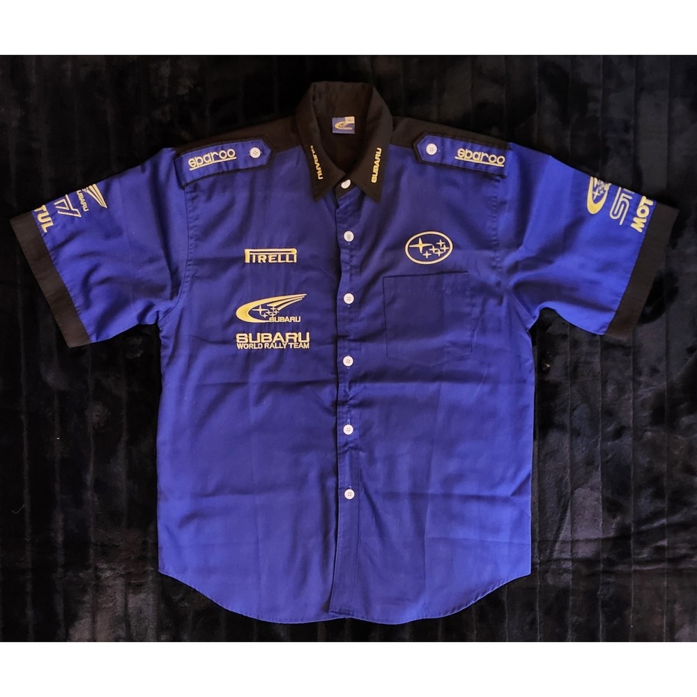 Vintage 90s Subaru 555 WRC Rally Team Button Up Shirt Size X-Large McRae Rare